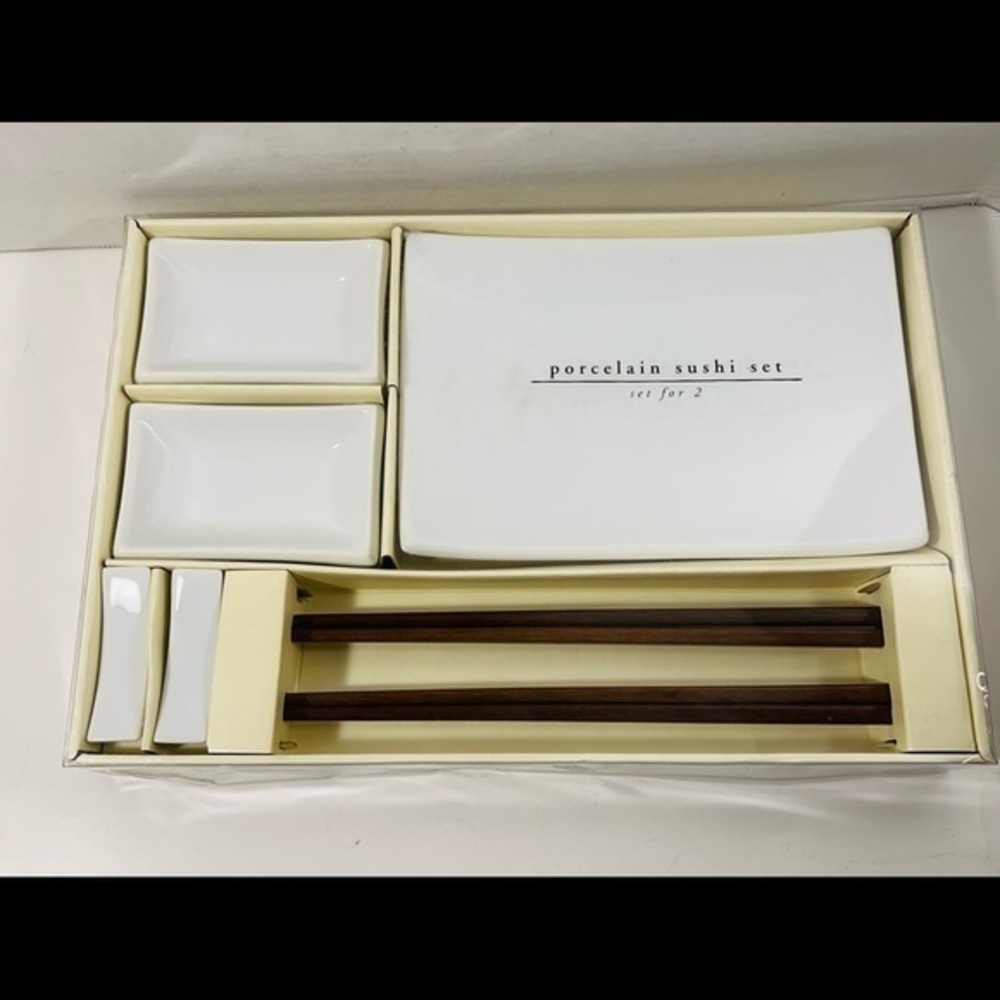 Very nice white Porcelain Sushi Set for 2 Pier 1 NEW
